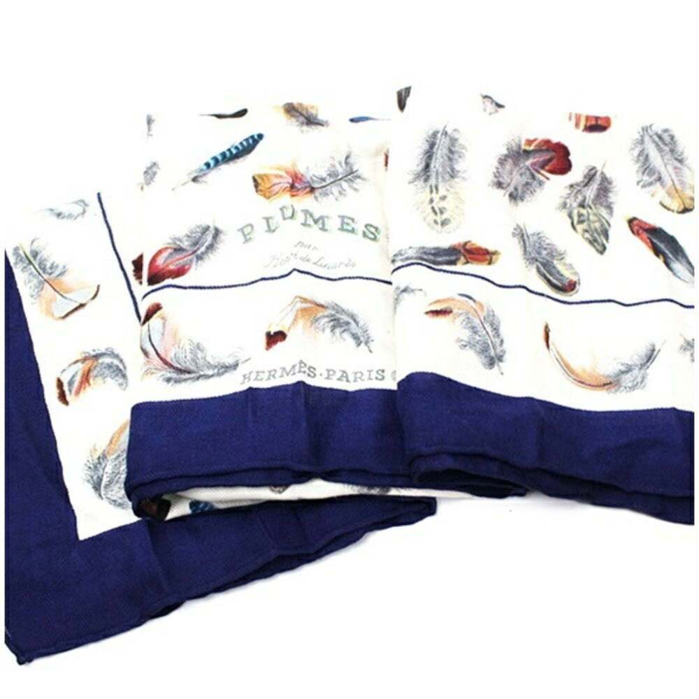 HERMES White Silk Scarf - Picture 9 of 10